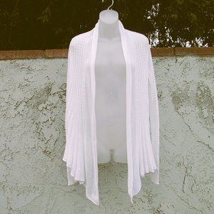 Studio M white cotton blend open front cardigan M